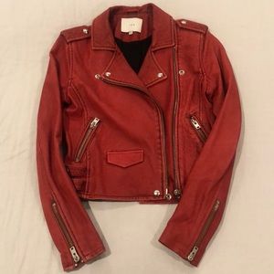 IRO Ashville Red Leather Biker Jacket Sz 40